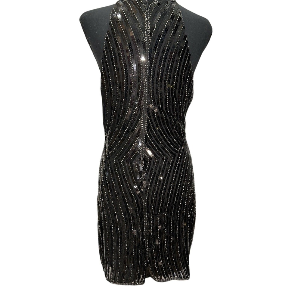 Womens Deedee Mini Dress Black Cocktail Dress Sequined‎ Embellished Size Small - Picture 3 of 7